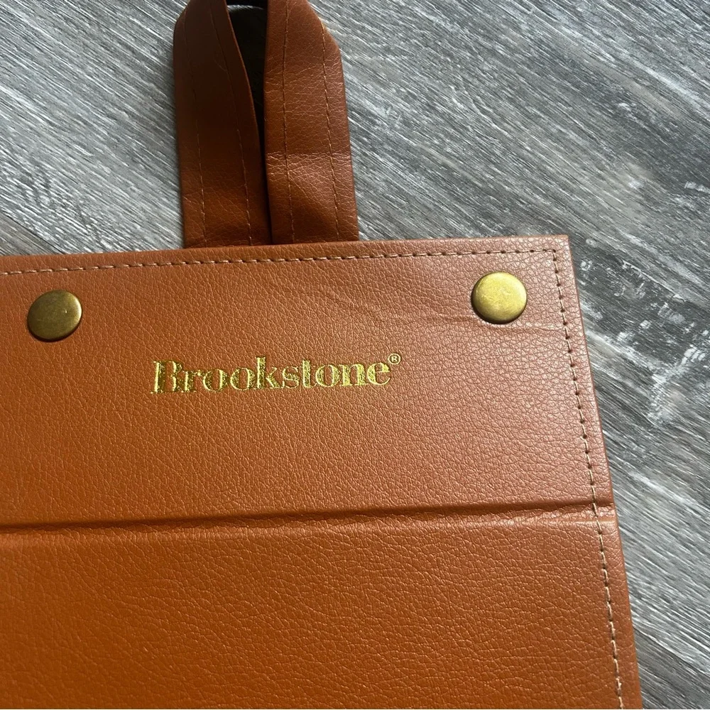 Brookstone Tan Leather Look Travel Glasses / Sunglasses Case Holds 6 Pairs